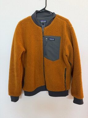 Patagonia Fleece Bomber Jacket Retro X Gold/Rust size medium full zip
